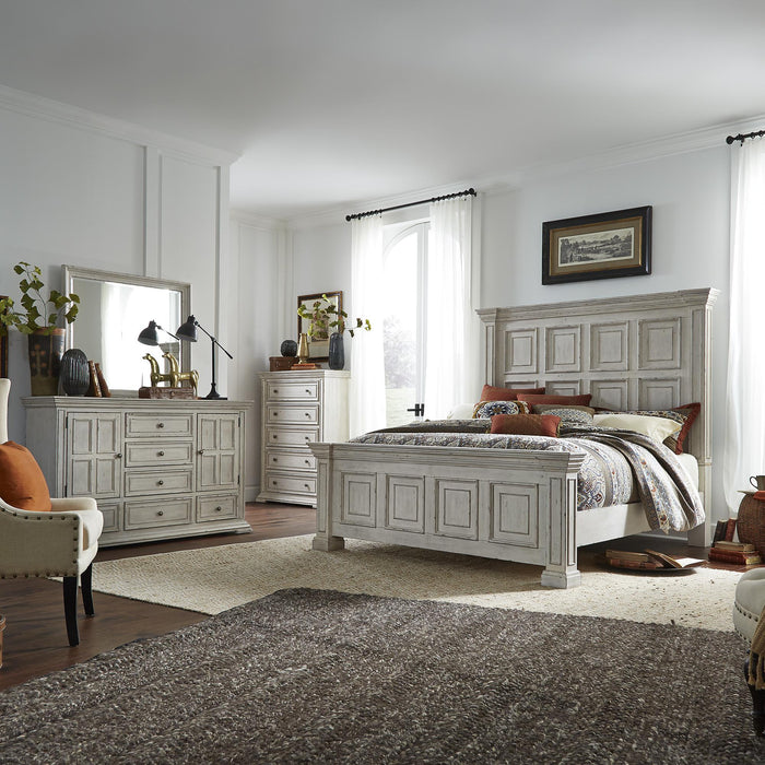 Big Valley Queen Panel Bed, Dresser & Mirror, Chest