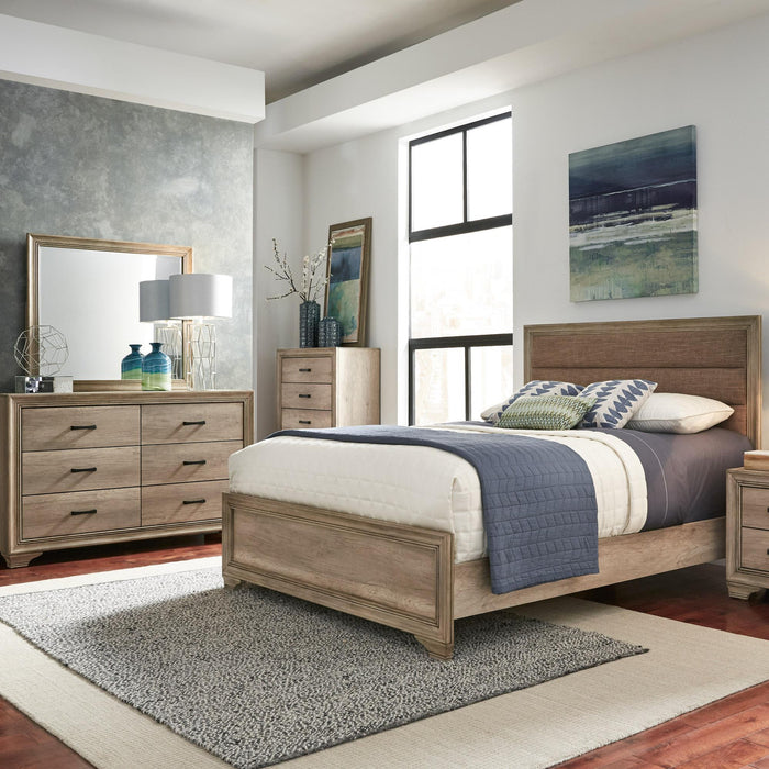 Sun Valley King California Uphosltered Bed, Dresser & Mirror, Nightstand