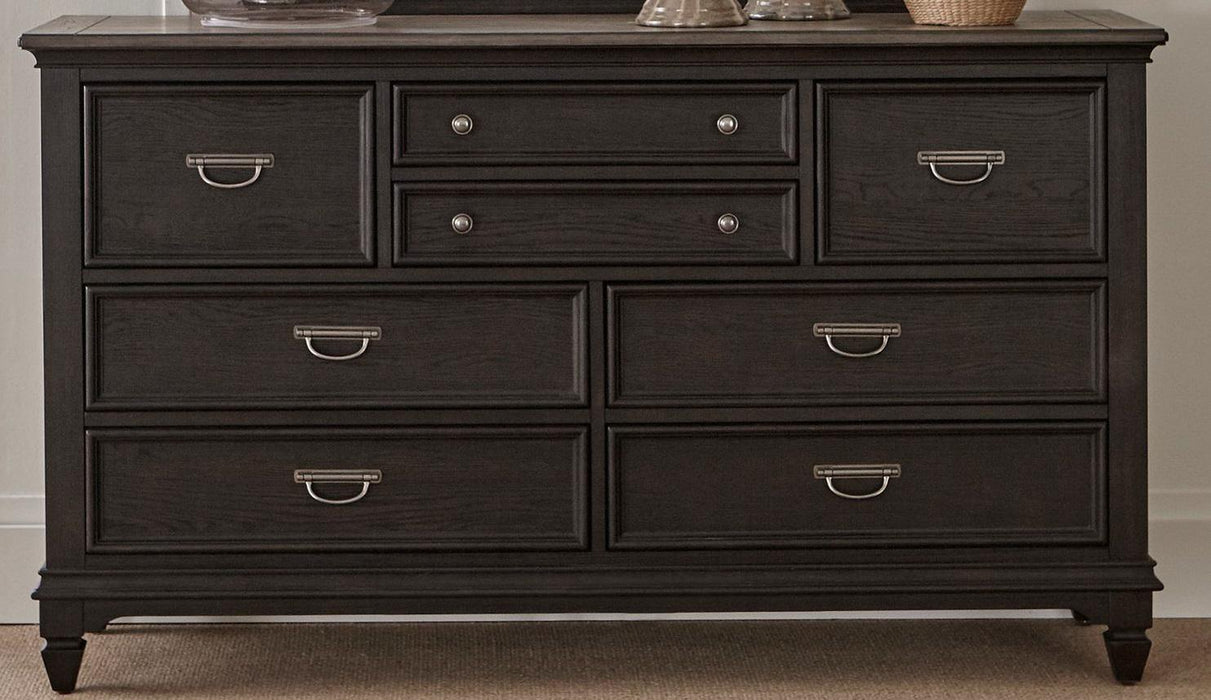 Liberty Furniture Allyson Park 8 Drawer Dresser in Wirebrushed Black Forest