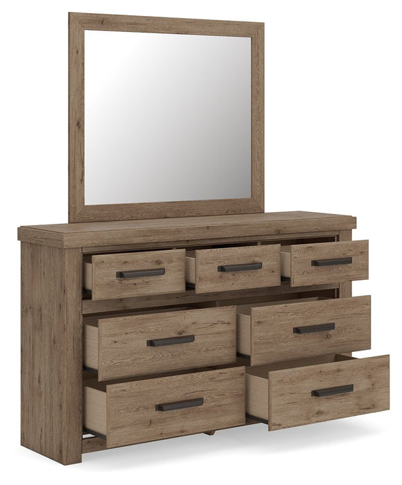 Oliandon - 3 Pc. - Queen Panel Bed, Dresser And Mirror - Light Brown