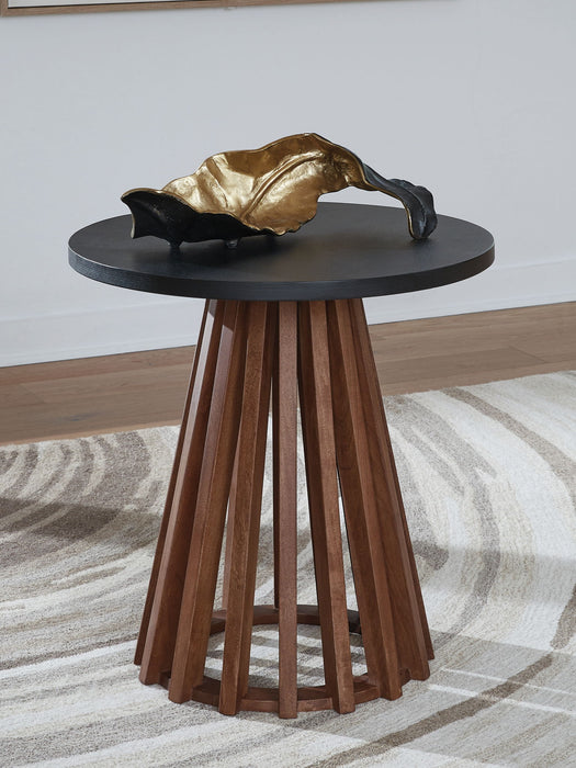 Kallari - Warm Brown / Black - Round End Table