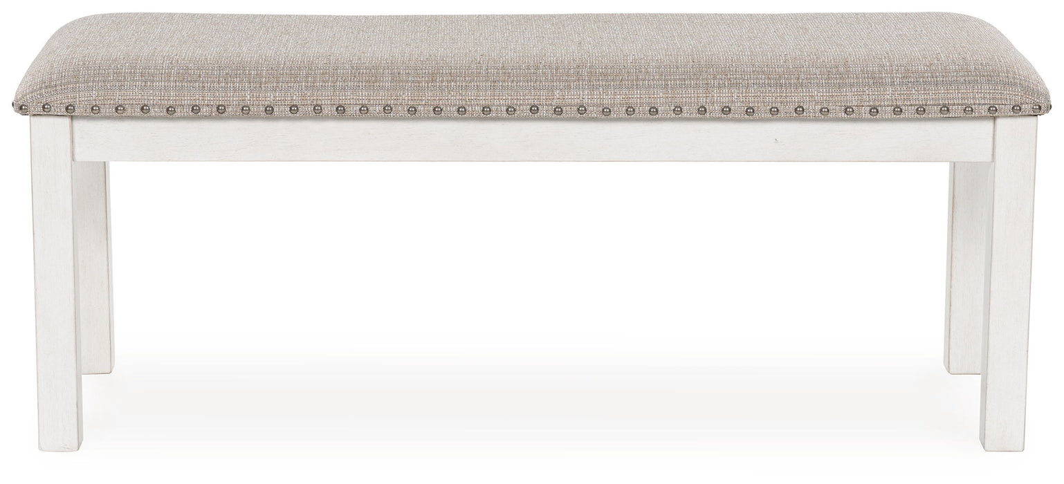 Robbinsdale - Antique White - Large Upholstered Dining Room Bench