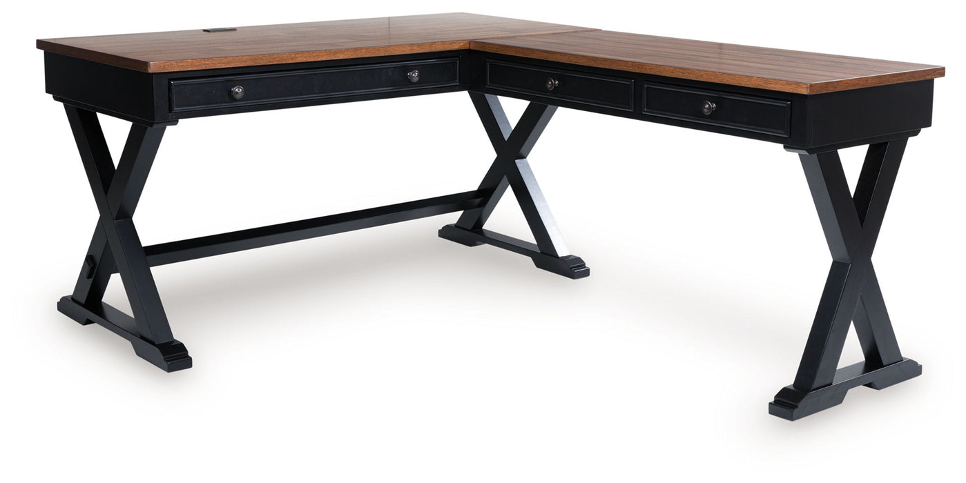 Wildenauer - Brown / Black - Home Office Desk And Return