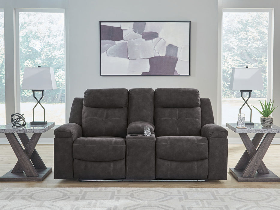 Brysonview - Double Reclining Loveseat With Console - Charcoal