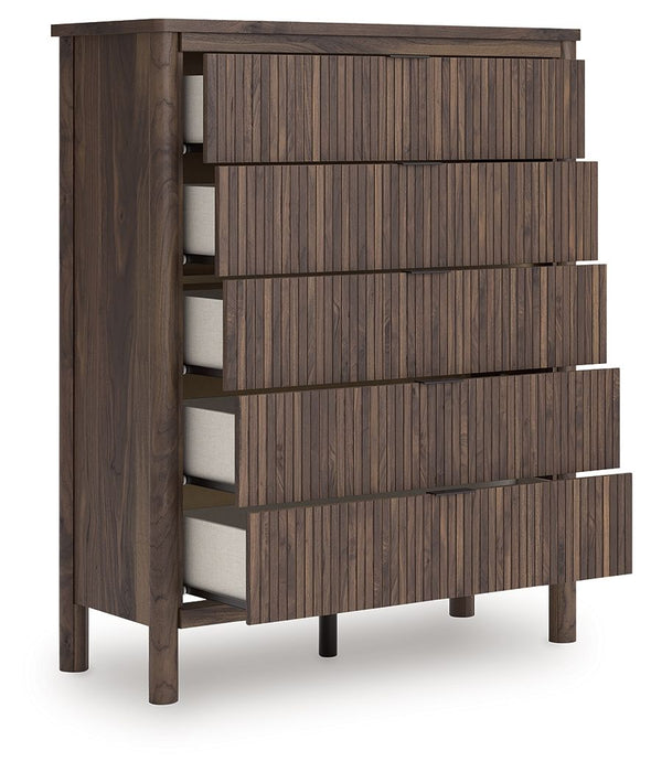 Pamytta - Brown - Five Drawer Wide Chest