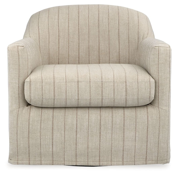 Valwick - Swivel Accent Chair - Cream / Brown