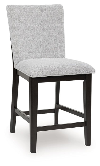 Neymorton - 5 Pc. - Rectangular Dining Room Counter Table, 4 Barstools - Dark Grayish Brown