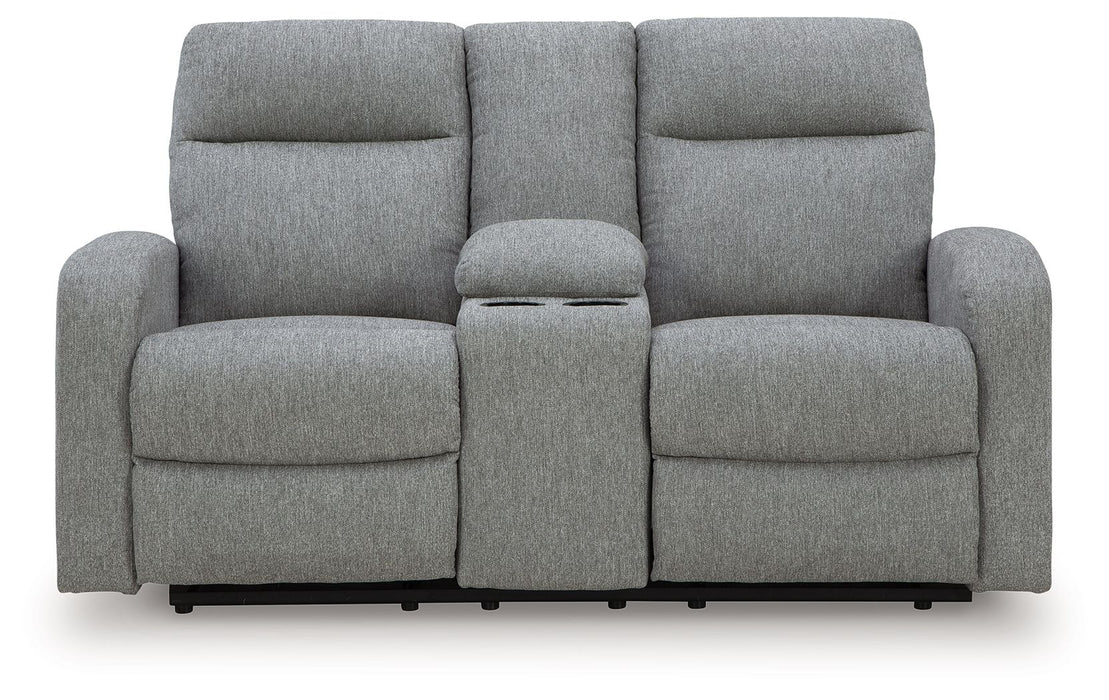Gauntlet - Double Recline Loveseat With Console - Sterling