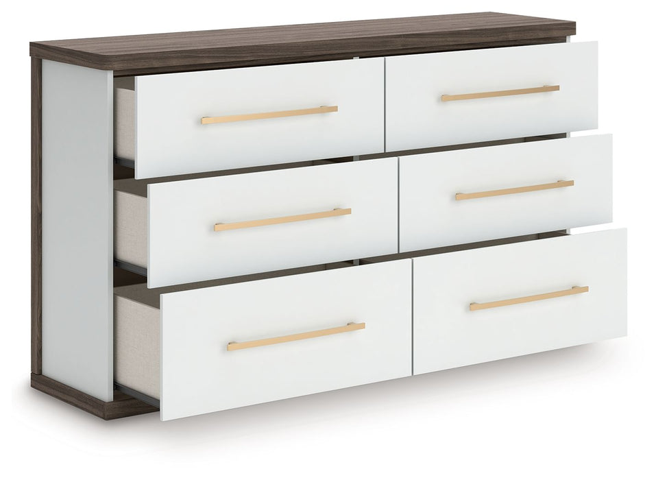 Kendanport - 3 Pc. - Dresser And 2 Nightstands - Brown / White