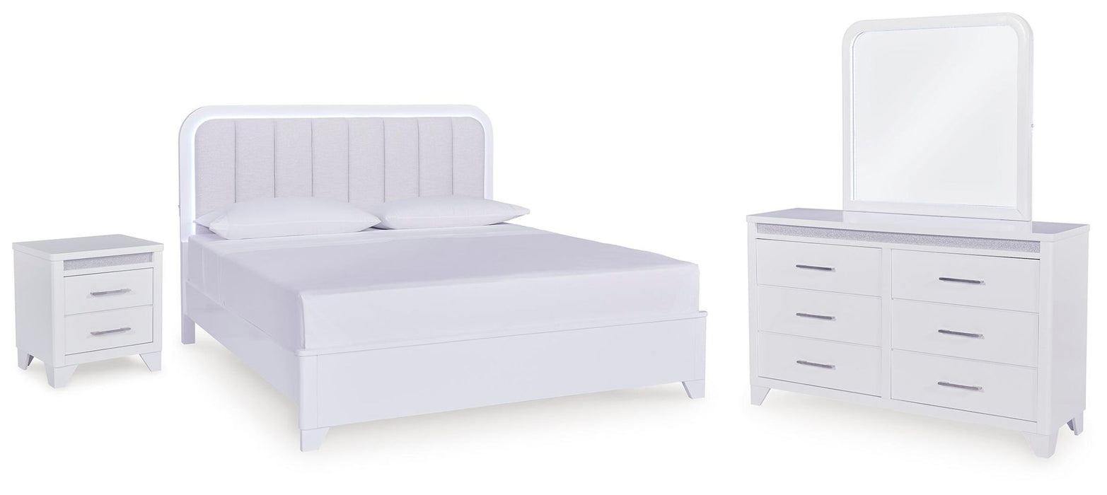 Jarlee - 4 Pc. - King Panel Bed, Dresser, Mirror And Nightstand - White